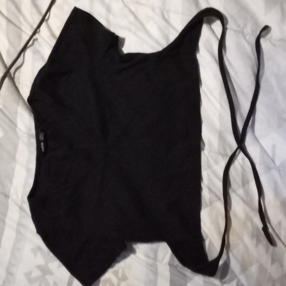 Black tie in the back shirt